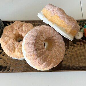 orange cinnamon roll spice doughnut bath bombs